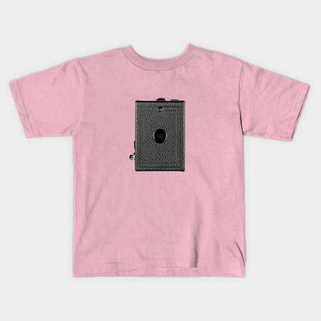 Vintage 1930s Box Camera in B&W Kids T-Shirt by DecPhoto